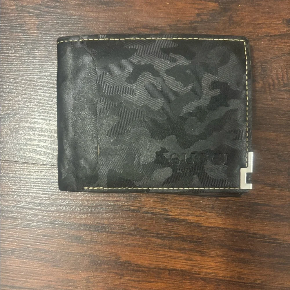 Gucci Black Camouflage Leather Money Clip